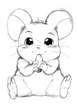  blush cricetid digital_media_(artwork) fur hamster hamtaro hamtaro_(series) looking_at_viewer male mammal rodent seed simple_background sitting sketch smile solo white_background winick-lim 