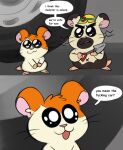  anthro boss_(hamtaro) clothing comic cricetid dialogue digital_media_(artwork) duo english_text fur hair hamster hamtaro hamtaro_(series) headgear headwear hi_res male mammal open_mouth orange_body orange_fur penguinfat rodent speech_bubble tail text white_body white_fur 