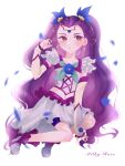  1girl absurdres earrings hair_ornament highres jewelry magical_girl midriff milky_rose mimino_kurumi precure purple_hair shorts solo solo_focus white_background xox_755nya yes!_precure_5 yes!_precure_5_gogo! 
