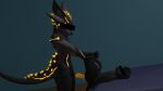  3d_(artwork) anthro awtter bioluminescence black_body blender_(software) blender_cycles censored_eye collar deuzear digital_media_(artwork) duo fur glowing hair hi_res male male/male paws randomly_649 solo tail tail_tuft tongue tuft 