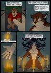  absurd_res anthro blood bodily_fluids canid canine canis comic comicpage crying duo hi_res hunterramirez male male/male mammal marsupial mustelid nude otter ritual tears wolf 