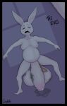  2023 anthro artist_name balls beastars big_balls big_penis breasts comic crossgender doggomeatball english_text eyebrows eyes_closed feet fingers ftg_crossgender fti_crossgender genitals gynomorph haru_(beastars) hi_res huge_balls huge_penis humanoid_feet humanoid_genitalia humanoid_penis intersex lagomorph leporid lying mammal nude on_back penis plantigrade rabbit solo text toes 