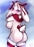  big_breasts big_butt bovid bow_ribbon breasts breath breath_cloud breathing butt caprine christmas christmas_clothing christmas_headwear clothing female flophelia floppy_ears goat headgear headwear hi_res holidays horn legwear looking_at_viewer mammal mature_female outdoor_nudity outside pulling_clothing ribbons short_tail smile solo tail thick_thighs thigh_highs toriel undertale undertale_(series) winter 