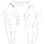  anthro big_butt big_tail blush butt cettus cougar domestic_cat duo felid feline felis huge_butt huge_thighs karras_lafontaine male male/male mammal overweight overweight_male rear_view samson_(derpoomer) siamese smile speech_bubble tail thick_thighs wide_hips 