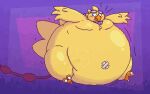  avian bird chocobo digital_media_(artwork) eyewear eyewear_on_head final_fantasy goggles goggles_on_head hose hose_in_butt immobile inflation inflation_fetish motion_lines pixel_(artwork) purple_background simple_background square_enix toxicoow yellow_body 