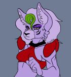  animatronic anthro big_breasts breasts canid canine canis choker clothed clothing digital_drawing_(artwork) digital_media_(artwork) female five_nights_at_freddy&#039;s five_nights_at_freddy&#039;s:_security_breach fur hair hi_res jewelry long_hair looking_at_viewer machine makeup mammal necklace red_clothing robot roxanne_wolf_(fnaf) scottgames selem997 simple_background smile solo steel_wool_studios topwear wolf 