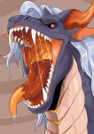  abstract_background absurd_res ambiguous_gender bodily_fluids dragon drooling feral generation_4_pokemon grey_body grey_hair grey_scales hair hi_res imperatorcaesar light_body light_scales long_hair mouth_shot nintendo open_mouth orange_body orange_eyes orange_inner_ear orange_scales orange_tongue pokemon pokemon_(species) saliva saliva_string scales scalie sharp_teeth shinx solo teeth tongue 