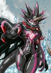  anthro bandai_namco black_body black_sclera codpiece digimon digimon_(species) digimon_ghost_game facial_scar gulusgammamon horn male rikudoudragon scalie scar small_waist solo 