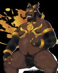  &lt;3 angery anthro canid canine canis claws clothing curled_hair deity domestic_dog dreadlocks eric_everything fire gold_band gold_claws gold_rings gold_tattoo hair hi_res invalid_tag male mammal molosser monster muscular muscular_male power pug sitting slightly_chubby small_molosser solo thong toy_dog underwear wolf 