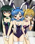  akai_shinju bunnysuit houshou_hanon mermaid_melody_pichi_pichi_pitch nanami_lucia thighhighs touin_rina 