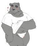  &lt;3 2019 anthro belly black_nose blush bulge clothing cute_fangs fundoshi hugo_(jumperbear) humanoid_hands japanese_clothing jumperbear male mammal navel overweight overweight_male shirt simple_background solo teeth underwear ursid white_background 