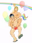  2boys balloon balloons itto_(mentaiko) male male_focus mentaiko multiple_boys muscle rainbow undressing yaoi 
