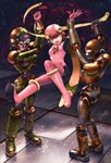  3girls blindfold bodysuit boots capcom highres latex multiple_girls robot robots rockman rockman_exe roll_exe s_zenith_lee you_gonna_get_raped 