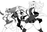  angel_wings bat_wings blush bouncing_breasts breasts cleavage copyright_request elbow_gloves flat_chest gloves greyscale hairband horns huge_breasts legs long_hair monochrome multiple_girls panties pantyshot running ryoji_(nomura_ryouji) short_hair side-tie_panties skirt thighhighs thighs twintails underboob underwear wings 