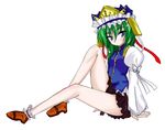  blue_eyes blush female green_hair hat legs miniskirt shiki_eiki shikieiki_yamaxanadu skirt touhou 