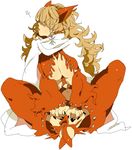  :p animal_ears blonde_hair breasts cat_ears cleavage hair_over_eyes hands kinako_(marubotan) large_breasts long_hair one_piece sadi-chan solo tongue tongue_out 