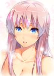  bad_id bad_pixiv_id blue_eyes blush breasts cleavage close-up collarbone face highres large_breasts lips long_hair nude original pink_hair solo tosh_(imonade_ryouchou) upper_body 