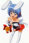  absurdres animal_ears artist_request ayasaki_hayate bell blue_eyes blue_hair blush bunny_ears crossdressing hayate_no_gotoku! highres jingle_bell male_focus non-web_source official_art open_mouth otoko_no_ko short_hair solo tears thighhighs undressing white_legwear wrist_cuffs 