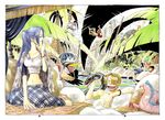  5boys antlers bird black_hair blonde_hair blue_hair breasts carue cleavage duck eel goggles green_hair hat large_breasts lizard long_hair medium_breasts midriff monkey_d_luffy multiple_boys multiple_girls nami_(one_piece) navel nefertari_vivi oda_eiichirou official_art one_piece pitchfork roronoa_zoro sanji short_hair straw_hat tony_tony_chopper usopp yawning 