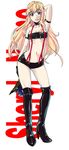  armpits blonde_hair boots breasts cleavage high_heels highres lips long_hair macross macross_frontier medium_breasts ooike_teru pink_hair sheryl_nome shoes shorts solo suspenders thigh_boots thighhighs 