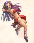  asamiya_athena ass bikini long_hair looking_back open_mouth purple_hair shoes solo swimsuit winged_shoes wings 