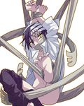  barefoot bdsm black_hair bondage bound death_the_kid feet lowres male male_focus navel oekaki open_clothes open_shirt pants_around_one_leg restrained shirt soul_eater tentacle tentacles_on_male undressing yellow_eyes you_gonna_get_raped 