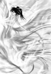  bare_shoulders black_hair greyscale long_hair monochrome nude s_zenith_lee solo wings 