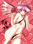  animal_ears bare_shoulders hat head_wings mystia_lorelei pointy_ears purple_hair short_hair solo symbol-shaped_pupils touhou tro wings 