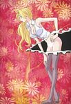  bare_shoulders blonde_hair breasts cleavage highres kimura_kaere kumeta_kouji large_breasts lipstick long_hair long_legs makeup page_tear panties pantyhose revealing_cutout sayonara_zetsubou_sensei screencap solo standing stitched third-party_edit underwear 