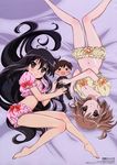  2girls absurdres black_hair breasts brown_eyes brown_hair doll feet highres long_hair midriff multiple_girls navel sakai_yuji shakugan_no_shana shana short_hair yoshida_kazumi 