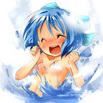  aki_(akikaze_asparagus) blue_hair censored cirno convenient_censoring fog nude solo touhou water 