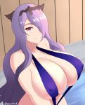  1girl breasts camilla_(fire_emblem_if) cleavage female fire_emblem hair_over_one_eye huge_breasts long_hair nintendo purple_eyes purple_hair solo sowilo 
