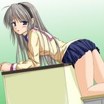  blush clannad legs long_hair miniskirt sakagami_tomoyo school_uniform skirt 