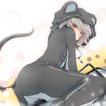  animal_costume animal_ears bad_id bad_pixiv_id cheese costume crotch_rub food grey_hair jewelry looking_back mouse_ears mouse_tail nazrin nejime pendant red_eyes short_hair solo tail touhou 
