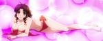 1girl blush breasts brown_hair feet highres legs mochizuki_chizuru navel nyan_koi nyan_koi! screencap solo stitched swimsuit 