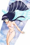  aqua_eyes bangs bikini black_hair blunt_bangs daimos erika_(daimos) hairband hime_cut long_hair shijou_yukimasa solo swimsuit very_long_hair wings 