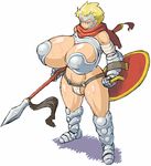  armor blonde_hair breasts huge_breasts polearm sexy shield spear weapon 