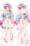  antenna_hair aoi_hiro breasts dakimakura hairband highres komeiji_satori legs multiple_views nipples panties panty_pull purple_eyes purple_hair ribbon short_hair small_breasts touhou underwear 