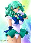  bishoujo_senshi_sailor_moon blue_eyes breasts green_hair kaiou_michiru large_breasts long_hair magical_girl onoe panties pantyshot sailor_neptune solo tiara underwear white_panties 