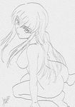  angel211283 ass breasts cc code_geass drawing long_hair monochrome nude solo 