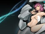  armpits breasts cockpit copyright_request hitowa large_breasts legs maebari pasties pink_hair red_eyes short_hair solo spread_legs 