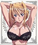  absurdres arms_behind_head arms_up blonde_hair blush bra breasts hair_up highres lace lace-trimmed_bra large_breasts lingerie nipples princess_lover see-through short_hair silvia_van_hossen solo suzuki_shingo underwear 