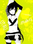  arm_warmers bad_id bad_pixiv_id black_hair blush long_hair midriff nagone_mako ponytail pug_(pixiv) skirt solo thighhighs utau very_long_hair 