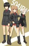  504th_joint_fighter_wing animal_ears black_hair black_legwear blue_eyes brown_eyes brown_hair fernandia_malvezzi grey_eyes jacket luciana_mazzei martina_crespi multiple_girls panties red_panties shimada_fumikane socks strike_witches strike_witches:_kurenai_no_majo-tachi tail underwear white_hair world_witches_series 