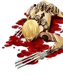  1boy blonde_hair blood claws gunji solo tattoo togainu_no_chi 