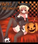  candle choker demon_girl garter_straps halloween happy_halloween mabinogi neon_ui pumpkin skull solo succubus succubus_(mabinogi) thighhighs whip 