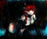  all_fours amii animal_ears bad_id bad_pixiv_id braid cat_ears cat_tail dark hair_ribbon kaenbyou_rin paint_(medium) red_eyes red_hair ribbon solo tail thighhighs touhou twin_braids 