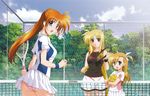  ass fate_testarossa heterochromia mahou_shoujo_lyrical_nanoha mahou_shoujo_lyrical_nanoha_strikers okuda_yasuhiro pantsu takamachi_nanoha tennis vivio 