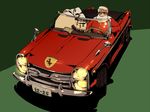  beard car christmas clipboard facial_hair ferrari gloves grin ground_vehicle male_focus motor_vehicle sack santa_claus shihou_(g-o-s) smile solo sunglasses white_hair 