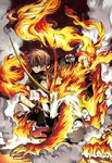  absurdres black_gloves brown_eyes brown_hair clamp fire gloves highres huge_filesize male_focus rayearth_(character) solo tsubasa_chronicle xiaolang 